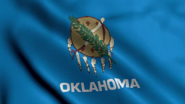 Bandera Del Estado Oklahoma Waving Fabric Satin Texture Bandera Nacional — Vídeos de Stock