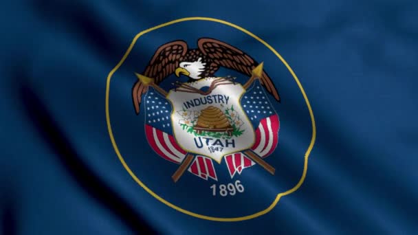 Utah Állam Zászlaja Integető Szövet Szatén Textúra Nemzeti Zászló Utah — Stock videók