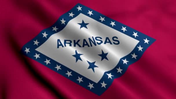 Flaga Stanu Arkansas Falista Tkanina Satynowa Tekstura Flaga Narodowa Arkansas — Wideo stockowe