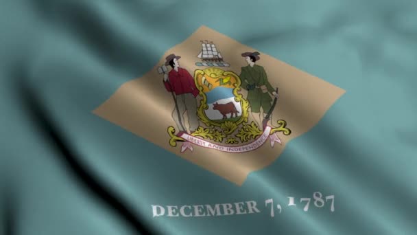 Bandera Estatal Delaware Tela Ondeante Satén Textura Bandera Nacional Delaware — Vídeo de stock