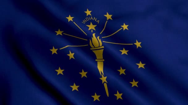 インディアナ州旗 織物サテンテクスチャ インディアナ3Dイラストの国旗 アメリカ合衆国インディアナ州の本物のテクスチャーフラッグ アメリカ フラグ アニメーション — ストック動画