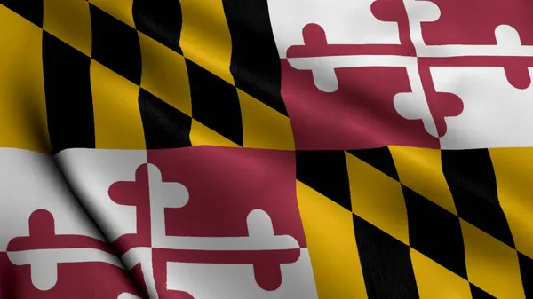 Marylandská Státní Vlajka Vlnění Tkaniny Satén Textura Národní Vlajka Maryland Royalty Free Stock Obrázky