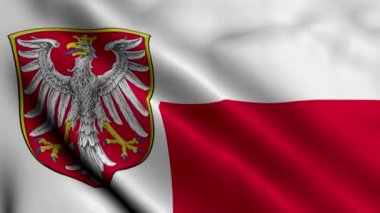Frankfurt Şehri Eyalet Bayrağı Almanya. Frankfurt 'un Saten kumaş dokusu Ulusal Bayrağı Ben Ana 3D İllüstrasyonum. Almanya 'daki Frankfurt şehrinin gerçek doku bayrağı. Yüksek Detaylı Bayrak Animasyonu AB Şehir Bayrakları