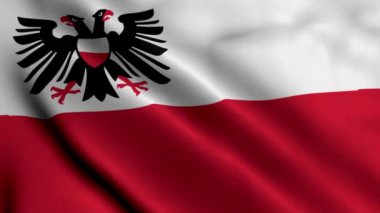 Lubeck Şehri Eyalet Bayrağı Almanya. Kumaş kumaş kumaş dokusu, Lubeck 'in 3 boyutlu resminin ulusal bayrağı. Almanya 'daki Lubeck şehrinin gerçek doku bayrağı. Yüksek Detaylı Bayrak Animasyonu AB Şehir Bayrakları