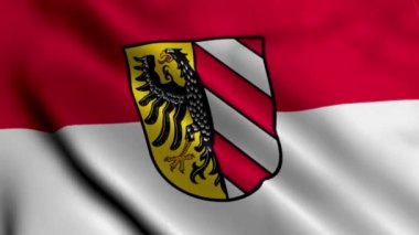 Nuremberg Şehri Eyalet Bayrağı Almanya. Kumaş kumaş dokusu Ulusal Nuremberg Bayrağı 3D İllüstrasyon. Almanya 'daki Nurnberg şehrinin gerçek doku bayrağı. Yüksek Detaylı Bayrak Animasyonu AB Şehir Bayrakları