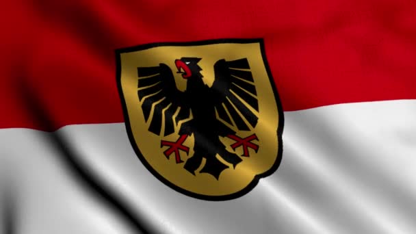 Κρατική Σημαία Της Πόλης Ντόρτμουντ Γερμανίας Κυματίζοντας Ύφασμα Σατέν Υφή — Αρχείο Βίντεο