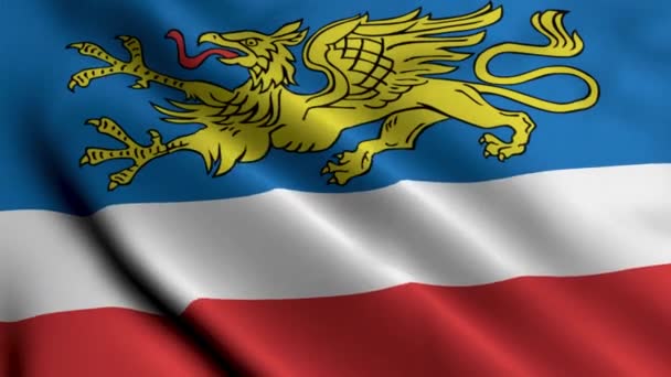 Rostock City State Flag Tyskland Vifta Tyg Satin Textur Nationell — Stockvideo