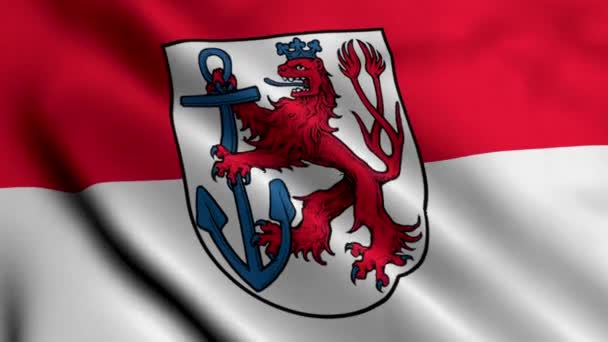 Düsseldorf City State Flag Tyskland Vifta Tyg Satin Textur Nationell — Stockvideo