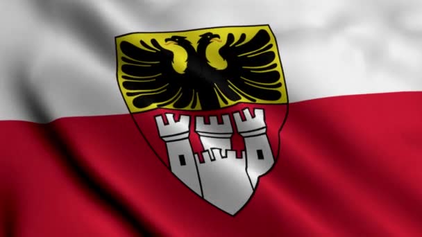 Πόλη Duisburg Κρατική Σημαία Γερμανίας Κυματίζοντας Ύφασμα Σατέν Υφή Εθνική — Αρχείο Βίντεο