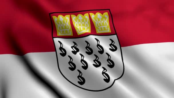 Bandeira Estado Cidade Koln Alemanha Acenando Tecido Satin Texture Bandeira — Vídeo de Stock