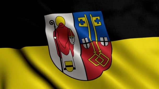 Κρατική Σημαία Του Κρέφελντ Γερμανίας Κυματίζοντας Ύφασμα Σατέν Υφή Εθνική — Αρχείο Βίντεο