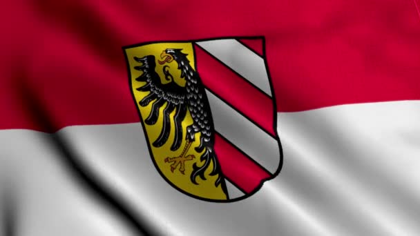 Σημαία Της Πόλης Της Νυρεμβέργης Γερμανία Υφασμάτινο Σατέν Ύφασμα Εθνική — Αρχείο Βίντεο
