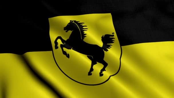 Stuttgart City State Flag Germany Vlnění Tkaniny Satén Textura Národní — Stock video