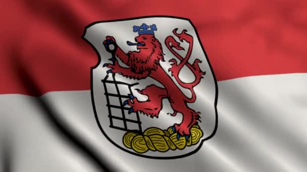 Государственный Флаг Вупперталя Германии Атласная Текстура Ткани Национальный Флаг Вуппертальной — стоковое видео