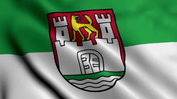 Wolfsburg City State Flag Alemania Waving Fabric Satin Texture Bandera — Vídeo de stock