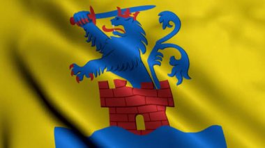 Jakobstad City Flag Finland. El sallayan kumaş dokusu Fince Jakobstad 'ın Ulusal Bayrağı 3D İllüstrasyon. Finlandiya 'daki Jakobstad şehrinin gerçek doku bayrağı. Jakobstad şehri Jakobstad Pietarsaaren kaupunki