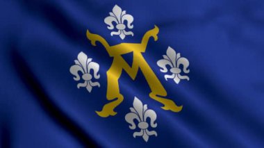 Turku Şehri Bayrağı Finlandiya. Kumaş kumaş dokusu sallamak Fince Turku 3D Görüntü Bayrağı. Finlandiya 'daki Turku şehrinin gerçek doku bayrağı. Turun Kaupunki Abo Stad Turku Şehri