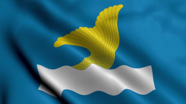 Bandeira Cidade Vantaa Finlândia Têxtil Cetim Tecido Ondulado Bandeira Nacional — Vídeo de Stock