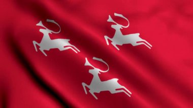 Porsanger Belediyesi Norveç Bayrağı. Kumaş kumaş dokusu sallayan Norveç Ulusal Porsanger 3D İllüstrasyon Bayrağı. Norveç 'teki Porsanger Belediyesinin Gerçek Doku Bayrağı.