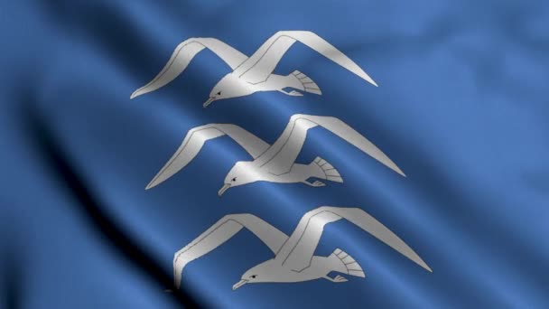 Прапор Муніципалітету Хаугезунд Норвегія Wining Fabric Satin Texture Норвезький Національний — стокове відео