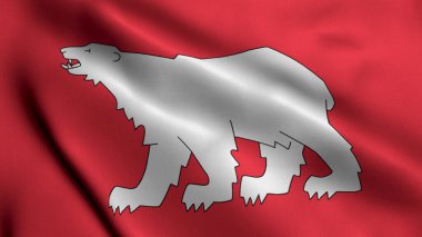 Çekiç Festivali Belediyesi Norveç. Kumaş kumaş dokusu sallayan Norveç Ulusal Çekiç Festivali 3D İllüstrasyon Bayrağı. Norveç 'in Çekiç Festivali Belediyesinin Gerçek Doku Bayrağı.