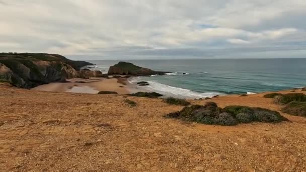 Playa Almograve Alentejo Portugal Parque Natural Costa Vicentina Portugal Senderismo — Vídeos de Stock