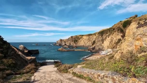 Almograve Beach Black Basalt Rocks Alentejo Coast Portugal Footsteps Rota — Stock Video