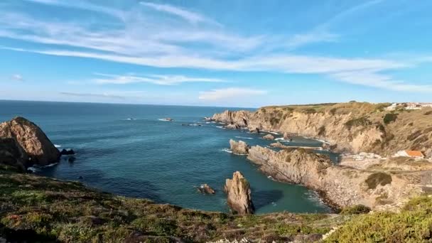 Almograve Beach Alentejo Portugalsko Vicentine Coast Natural Park Portugal Turistika — Stock video