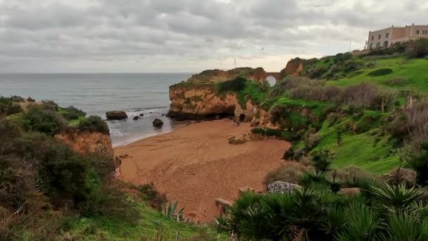 Ponta Piedade Rocks Poblíž Lagosu Portugalském Algarve Cliff Rocks Seagulls — Stock video