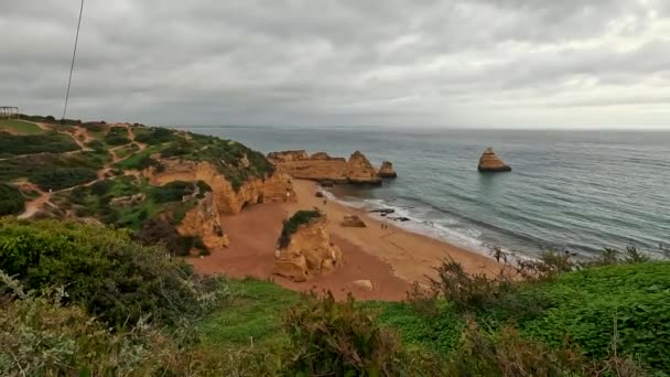 Ponta Piedade Rocks Vicino Lagos Algarve Portogallo Cliff Rocks Seagulls — Video Stock