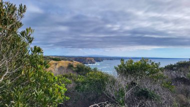 Almograve Sahili, Alentejo, Portekiz, Vicentine Sahili Doğal Parkı Portekiz, Yürüyüş Rota Vicentina Balıkçı Yolu boyunca Alentejo Sahili boyunca Vahşi ve Engebeli Sahil Dar Sahil Yolları.