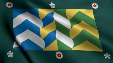 County Flag of Cumbria. Real Texture Flag of the Cumbria United Kingdom Banner Collection. High Detailed Flag Animation England, UK clipart