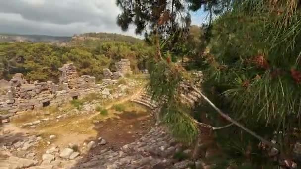 Phaselis Antika Stad Kemer Antalya Eller Faselis Var Grekisk Och — Stockvideo