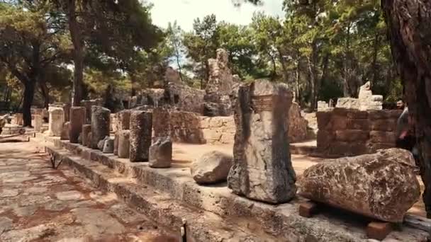 Фазелис Известный Phaselis Ancient City Harbor Road Полагают Основан Родезийскими — стоковое видео