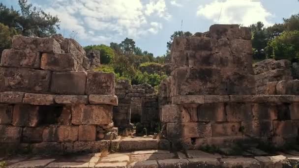Phaselis Noto Anche Come Phaselis Ancient City Harbor Road Pensa — Video Stock