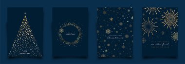 Tatil tebrik kartı tahsilatı. Vektör İllüstrasyonu.