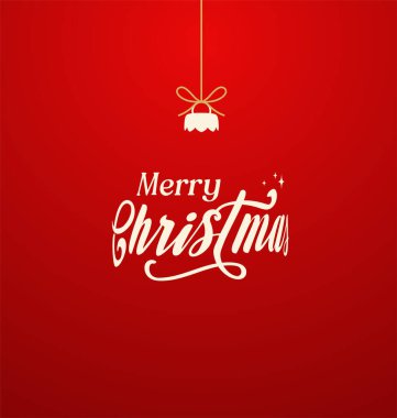 Noel tebrik kartı dizaynı tipografi ile birlikte. Genel kompozisyon negatif uzayda noel topu süsü olarak görünür. Vektör illüstrasyonu. 