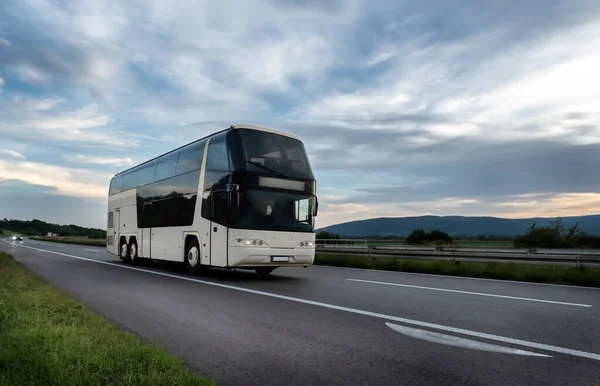 stock image White Bus on the country highway road road