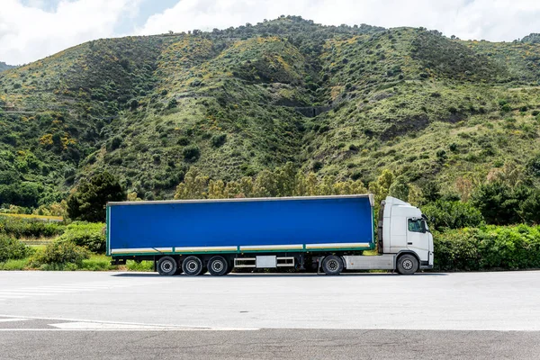 Lastkraftwagen Lkw Transport Import Export Logistik Industrie Mit Parkplatz Und — Stockfoto