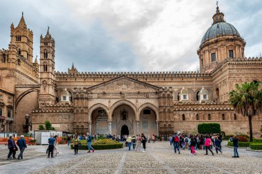 Palermo, Italy - May 18, 2023: Palermo Cathedral is the cathedral church of the Roman Catholic Archdiocese of Palermo, located in Palermo, Sicily. The church was erected in 1185 by Walter Ophamil. clipart