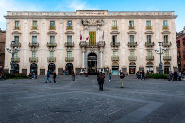 Catania, Sicilya, İtalya - 22 Mayıs 2023: Catania Üniversitesi, Palazzo dell 'Universit veya Palazzo Centrale dell' Universit di Catania, Afrika kıtasında bulunan bir şehirdir.
