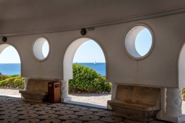 The beautiful buildings at Kalithea Springs constructed in the 1930s, Rhodes Island, Greece, Europe. Kallithea Therms, Kallithea Springs located at the bay of Kallithea on Rhodes island, Greece.