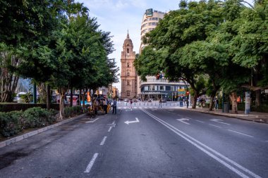 October 11, 2024, Malaga, Spain - Street view with Malaga Cathedral - Malaga, Andalusia, Spain clipart