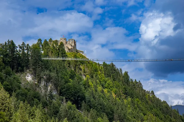 Ehrenberg Kastély Függőhíd Csúcspontja 179 Tirolban Ausztriában — Stock Fotó