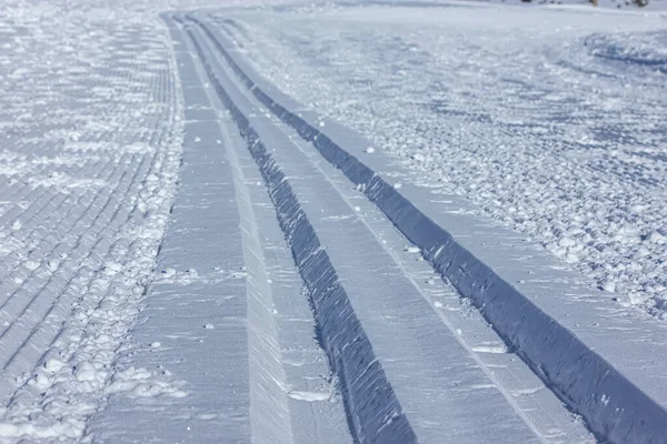 Piste Ski Fond Dans Neige Blanche — Photo