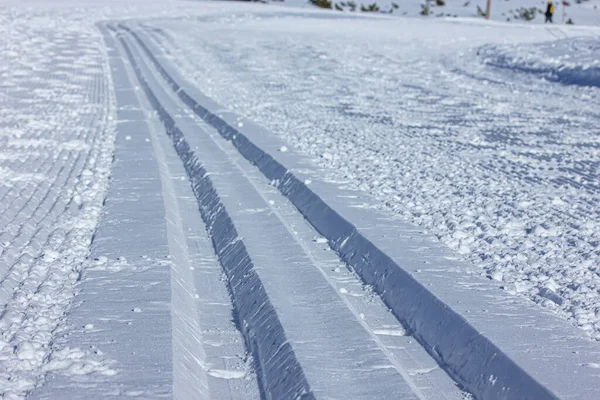Piste Ski Fond Dans Neige Blanche — Photo