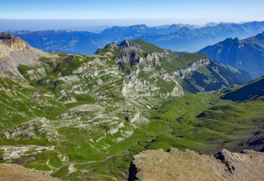Schlithorn dağından Jungfrau İsviçre Alpleri ve buzulları