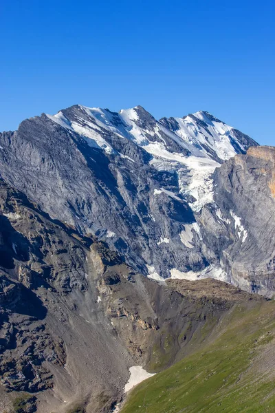 Vista Los Alpes Glaciares Suizos Jungfrau Desde Pico Montaña Schlithorn — Foto de Stock