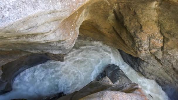 Trummelbachovy Vodopády Lauterbrunnen Švýcarsko Největší Podzemní Vody Evropě — Stock video