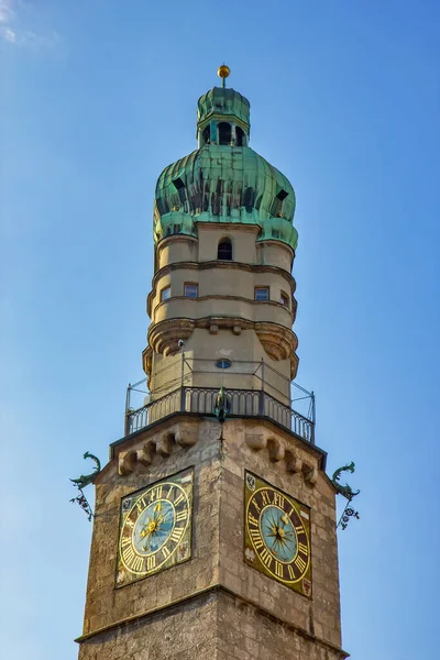 Famous Clock Tower Innsbruck Austria Uhrturm — Stock Photo, Image
